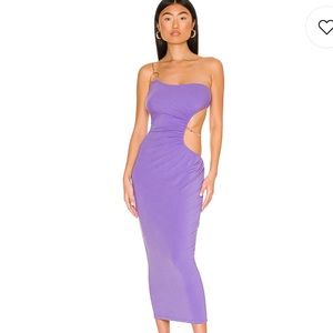 Snake Chain Jersey Knit Cutout Maxi Dress, Electric Purple